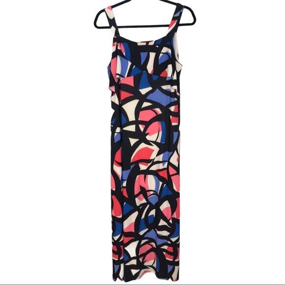 Nine West Geo print side Slit Ruffled Maxi Dress 8 - Picture 3 of 8